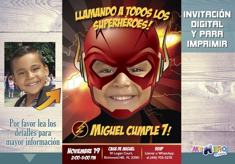 Flash Invitación de Cumpleaños, Invitación de Flash, Fiesta Tema Flash, Fiesta Liga de la Justicia, Decoración Flash, Flash Digital, 084SP
