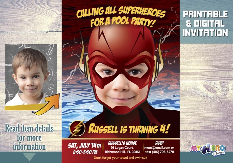 Flash Pool Party Invitation, Flash Birthday, Flash Pool Party Birthday, Flash Waterslide Party, Flash Splash Party. 086