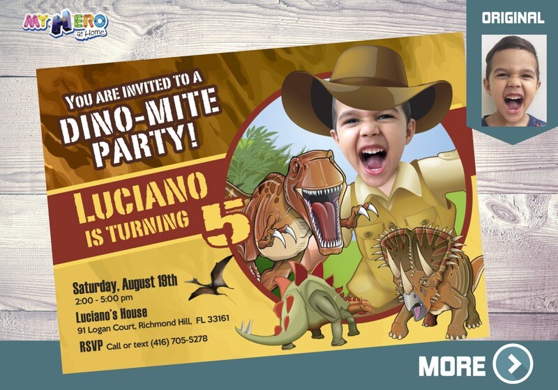 Dinosaurs Party Invitation, Dino-Mite Invitation, Dinosaurs theme Party, Jurassic Party Digital. 209