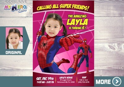 Spider-Girl Birthday Invitation, Spider-Woman Birthday, Spider-Girl theme Party, Spider-woman party, Spider-Girl Digital. 158