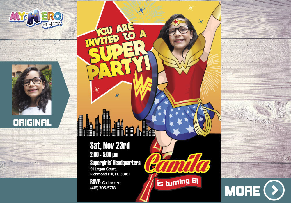 Wonder Woman Birthday Invitation, Wonder Woman Party, Wonder Woman Digital, Wonder Girl Invitation, Party theme Wonder Woman. 153