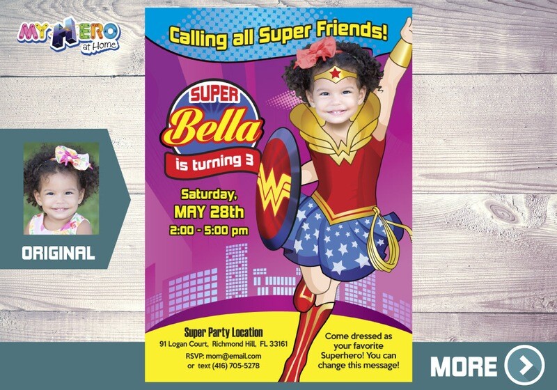Wonder Woman Birthday Invitation, Wonder Woman Digital, Wonder Woman Party, Wonder Woman Virtual. 127