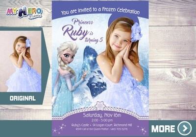 Custom Frozen Invitation with the photo of your child. Frozen themed party. 269