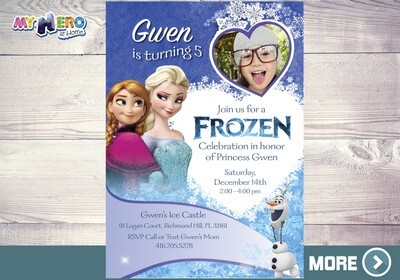 Frozen Photo Invitation. Frozen Digital Invitation. Custom Frozen Invitation. Personalized Frozen Invitation. 275
