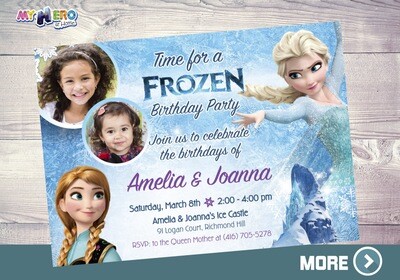 Joint Frozen Invitation. Siblings Frozen Invitation. Joint Frozen photos invitation. Frozen sisters invitation. 277