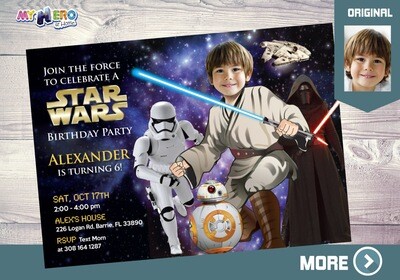 Star Wars party Invitation, Star Wars invitation, Jedi Birthday Invitation, Star Wars theme party, Jedi invitation. 007