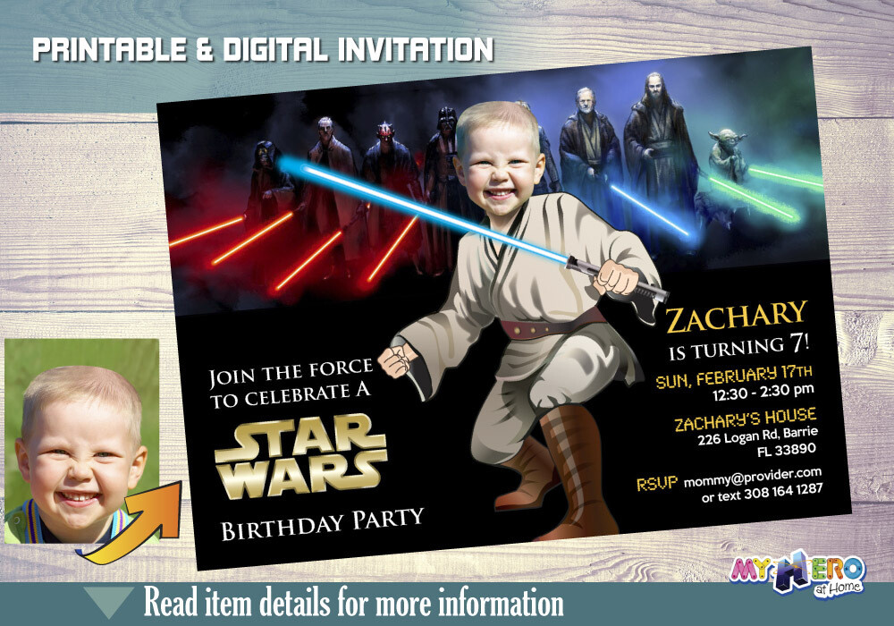 Star Wars Jedi Birthday Invitation. Turn your kid into a Jedi. Star Wars Birthday Ideas. Jedi Party Ideas. Star Wars Party Invitations. 019
