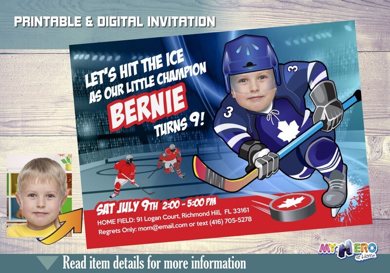 Toronto Maple Leafs Birthday Invitation, Toronto Maple Leafs Party, Ice Hockey Party, Hockey Digital, Hockey Virtual, Hockey Birthday. 309