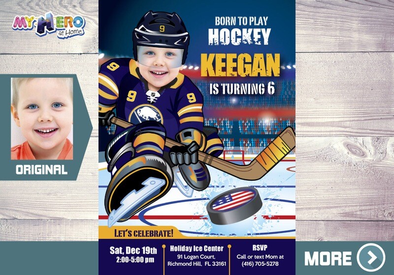 Buffalo Sabres Invitation, Buffalo Sabres photo invitation, Buffalo Sabres Digital Invitation. 335