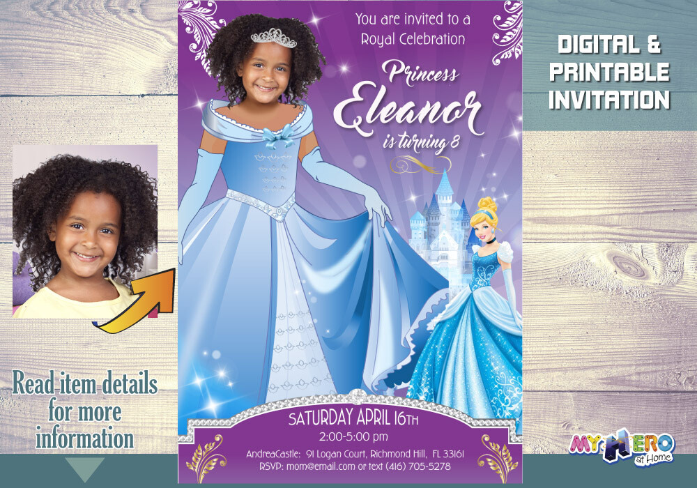Cinderella Birthday Invitations. Your princess as beautiful as Cinderella! Turn your girl into a Princess for her Cinderella invitation. 266
