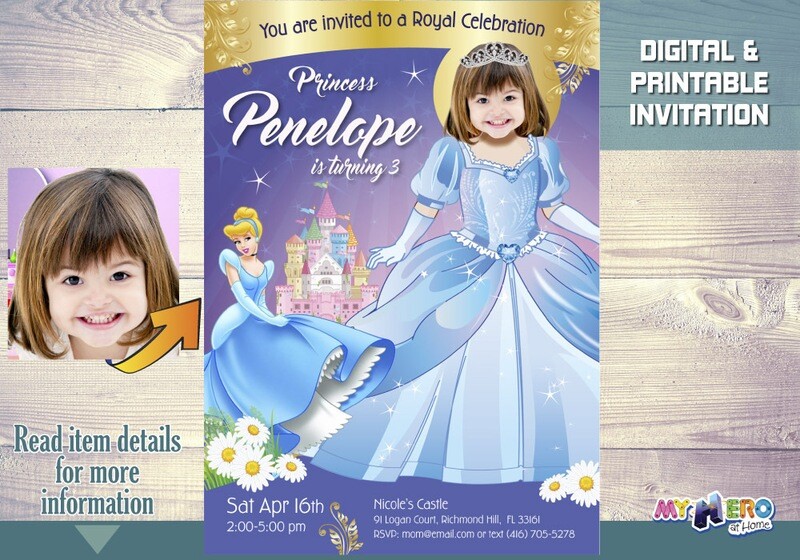 Cinderella Birthday Invitations. Your princess as beautiful as Cinderella! Cinderella Party invitation. Cinderella Party Ideas. 260