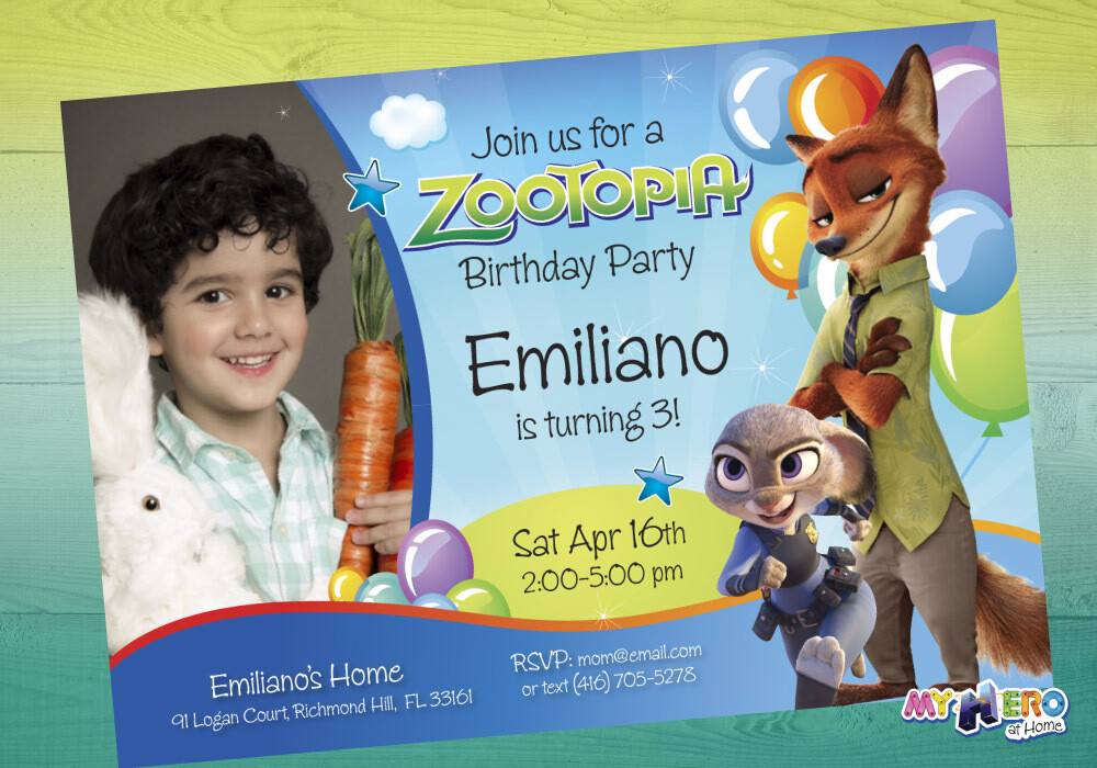 Zootopia Birthday Invitation for boys. Zootopia Birthday. 058