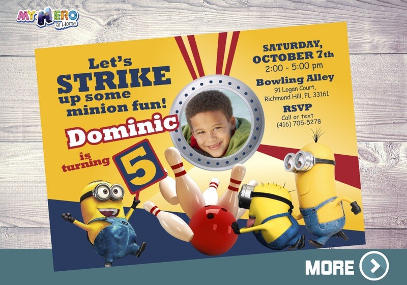 Minions Bowling Party, Minions Bowling Party Invitation, Bowling Party Minions theme, Minions Birthday Party, Fiesta de Bolos Minions, 044