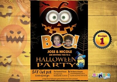 Minions Spooktacular party, Halloween Minions Joint party, Halloween Party Invitation for Siblings, Minions Halloween Invitation. 050