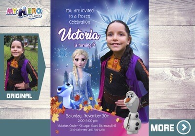 Anna Frozen 2 Invitation. Frozen 2 Party. Frozen 2 Invitation with your little girl in her Anna costume. 408