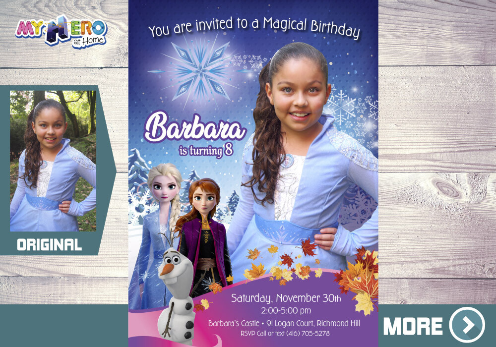 Frozen 2 Invitation with your little girl in her Elsa costume. Frozen 2 Invitation. 409