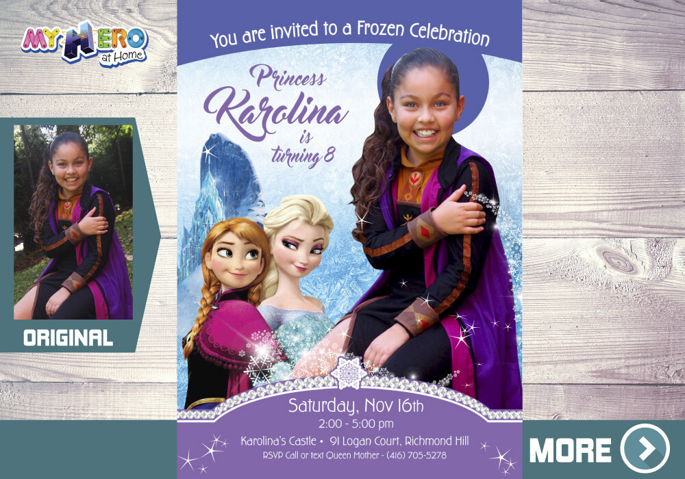 Frozen Invitation with your child as Anna. Frozen Photo Invitation. Anna Birthday Ideas. 269B