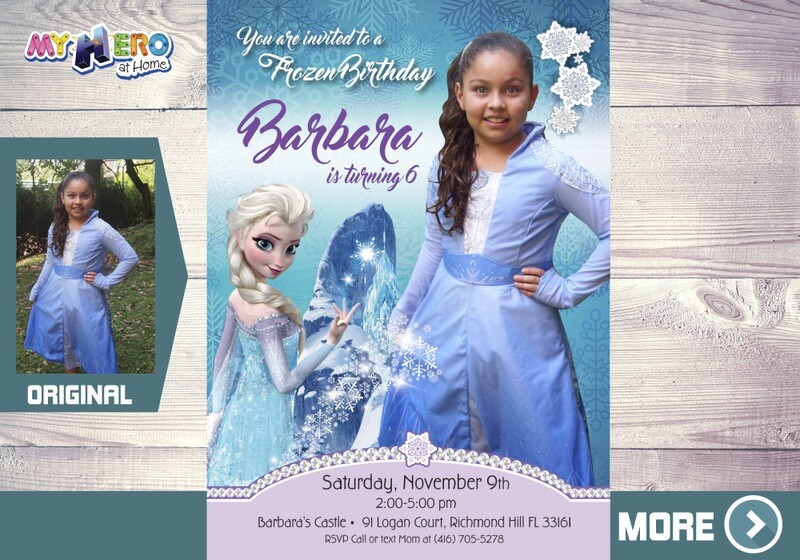 Frozen Birthday Invitation. Frozen Photo invitation. Your girl as Queen Elsa in her birthday invitation. 271B