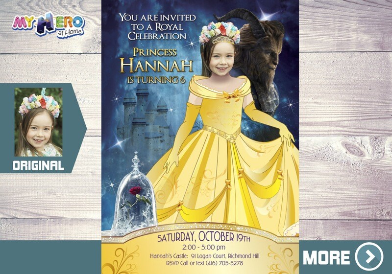 Princess Belle party Invitation, Princess Belle Theme Party, Princess Belle digital Invitation, Princess Belle party favors. 249