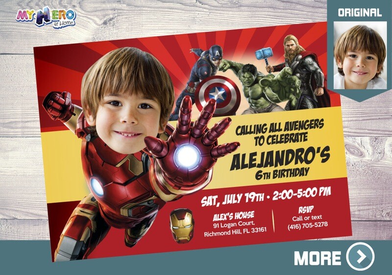 Iron Man Avengers Birthday Invitation, Iron man Party, Iron Man Digital, Iron man Virtual, Ironman Party Invitation. 097
