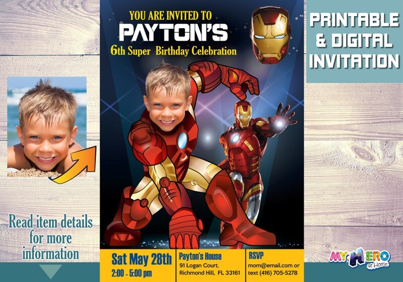 Iron Man Birthday Invitation, Iron man Party, Iron Man Digital, Iron man Virtual, Ironman Theme party, Ironman Birthday. 096
