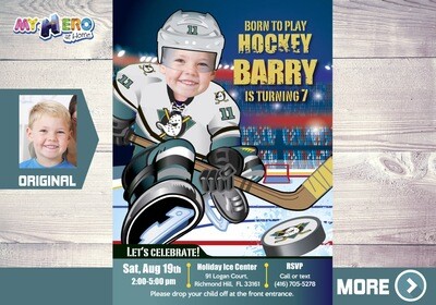 The Mighty Ducks Birthday Invitation, Mighty Ducks Party, Children Hockey Party, Hockey Digital, Hockey Virtual, Hockey Birthday. 336