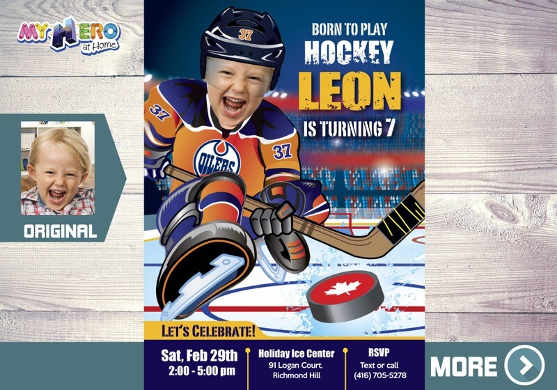 Edmonton Oilers Invitation. Edmonton Oilers Photo Invitation. Hockey