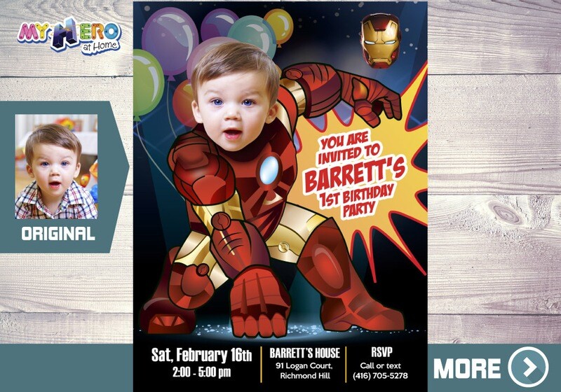 Iron Man 1st Birthday Invitation, Ironman 1st Party, Baby Iron Man Birthday, Iron man First Party, Iron man first birthday. 416