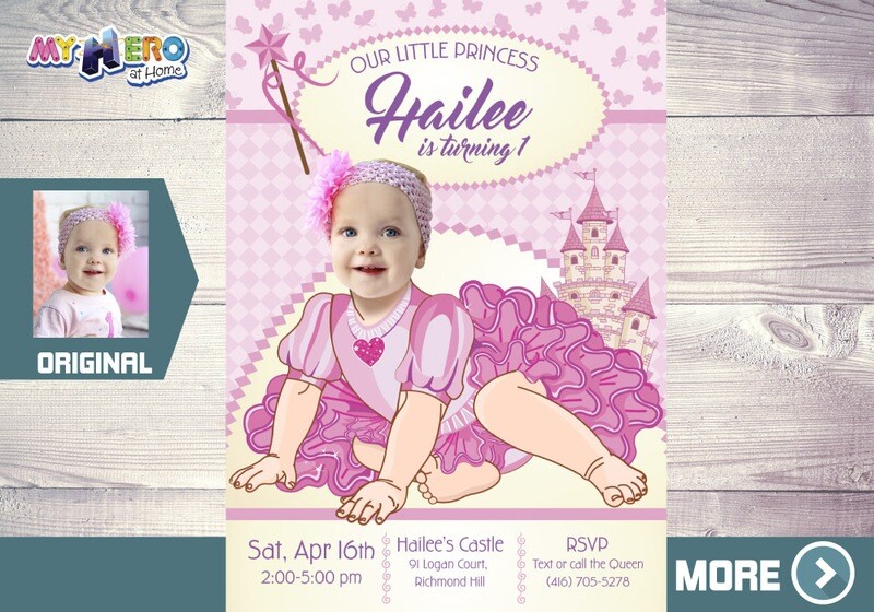 Princess 1st Birthday Invitation. Baby Princess Party. Princess 1st Birthday. Princess first invitation. Baby Princess Party Ideas. 244