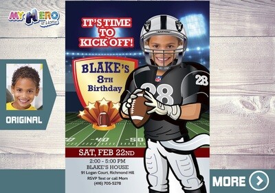 Las Vegas Raiders Birthday, Football Bday Invite, Football theme Party, Las Vegas Raiders Party Invite, Las Vegas Football Party. 419