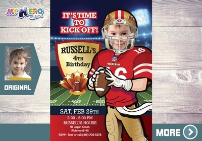 San Francisco 49ers Party, Football Birthday Invitation, San Francisco 49ers Birthday Invitation, 49ers digital Invitation. 420