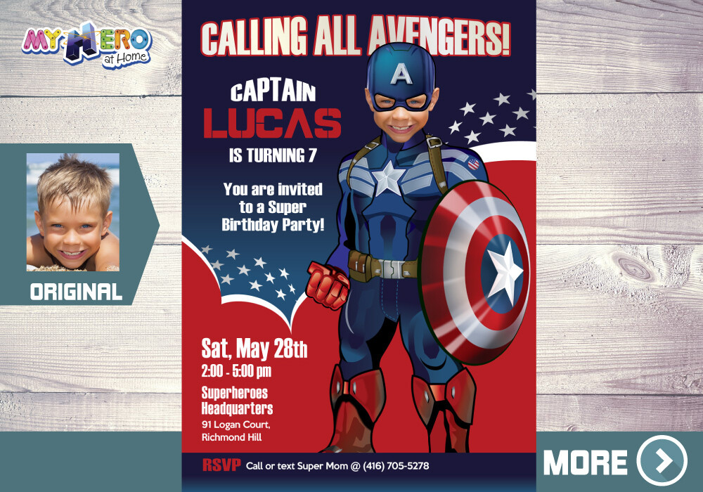 Captain America Invitation, Captain America Birthday, Captain America Party, Avengers Digital Invitation, Avengers Birthday, 074
