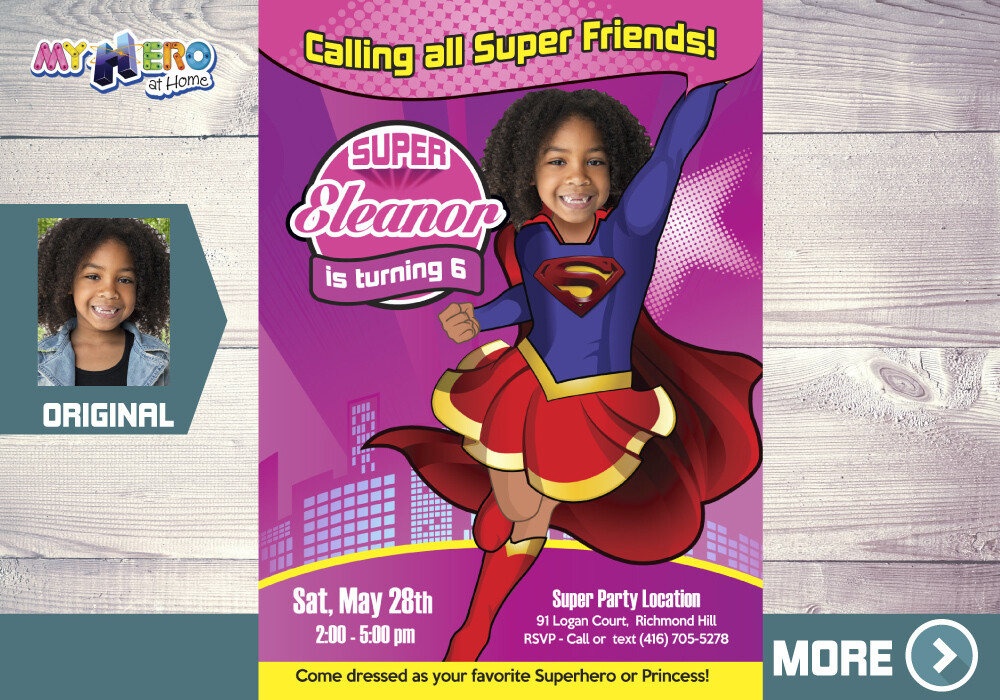 Supergirl Birthday Invitation, Super Friends Party, Supergirl Virtual, Super Girl Invitation, Super Girl Party, Super Girl Digital. 109