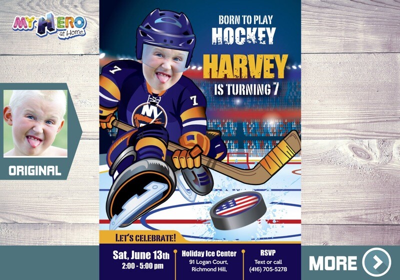 New York Islanders Invitation, New York Islanders photo invitation, New York Islanders Digital Invitation. 332