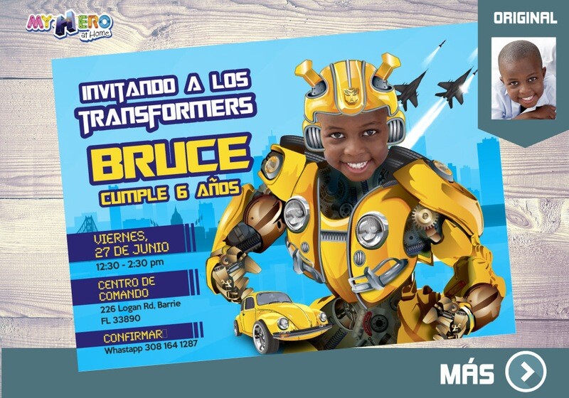 Invitación de Transformers. Fiesta tema Autobots. Cumple Transformers. 293SP