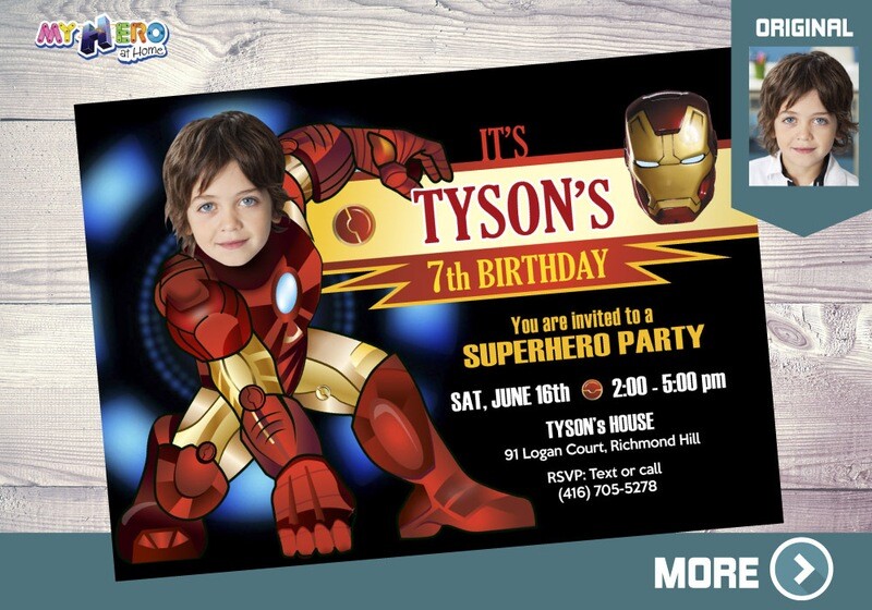 Iron Man Birthday Invitation, Iron Man Invitation, Iron Man Party, Ironman Photo Invitation, Iron Man theme Party, Iron man Digital. 095