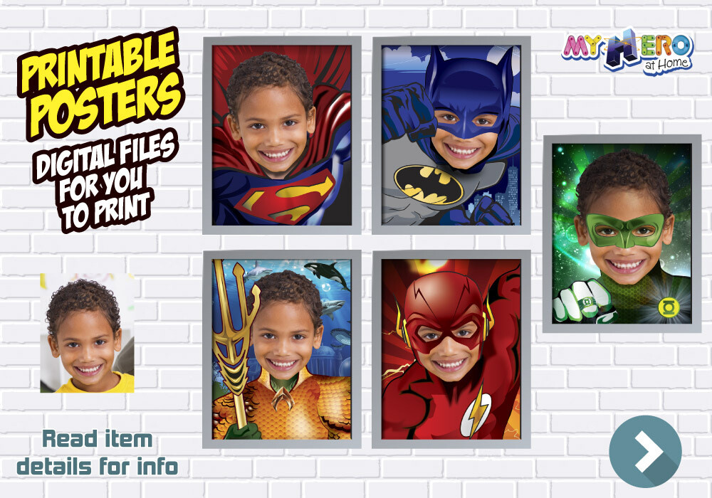 Posters of Superman, Batman, Aquaman and Flash, Justice League Posters, Superheroes Wall Decor, Justice League Decor, Superheroes Gifts. 411B