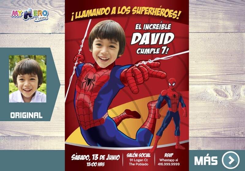 Invitación de Hombre Araña, Cumpleaños Spiderman, Ideas Fiesta tema Spiderman, Fiesta tema Hombre Araña, Spiderman Invitación. 135SP