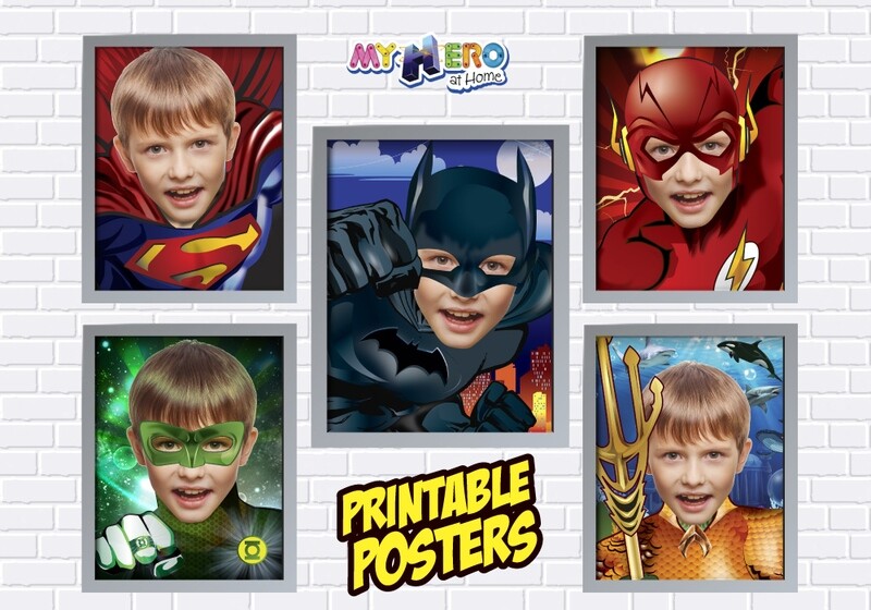 Custom Posters of Superman, Batman, Aquaman, Flash and Green Lantern. Superheroes Wall Decor. 411C
