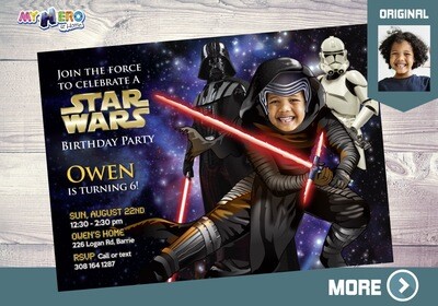 Kylo Ren Party Invitation, Star Wars Dark Side bday, Dark Side Party Invitation, Kylo Ren Birthday Invitation, Kylo Ren Themed Party. 011