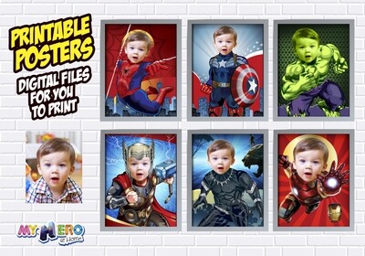 Avengers Posters of Hulk, Spider-Man, Iron Man, Thor, Captain America and Black Panther, Avengers Nursery Decor, Baby Avengers Gifts. 460