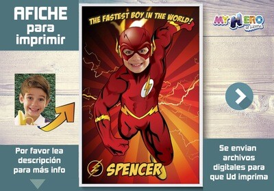 Afiche de Flash. Afiche Personalizado de Flash. Decoración Flash. Fiesta Flash. Pared Flash. 371SP