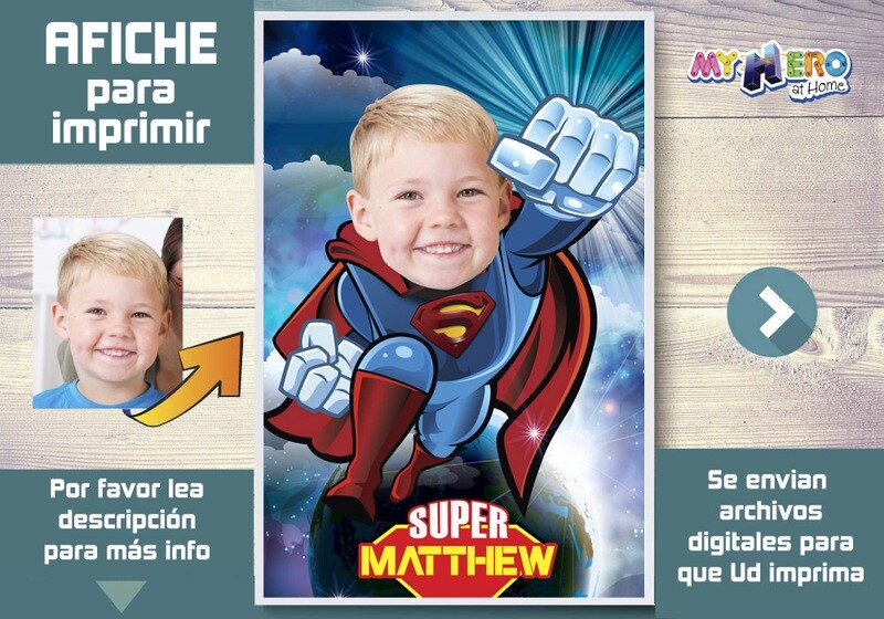 Afiche de Superman. Afiche Personalizado de Superman. Decoración Superman. Fiesta Superman. Afiche de Super heroe. 369SP