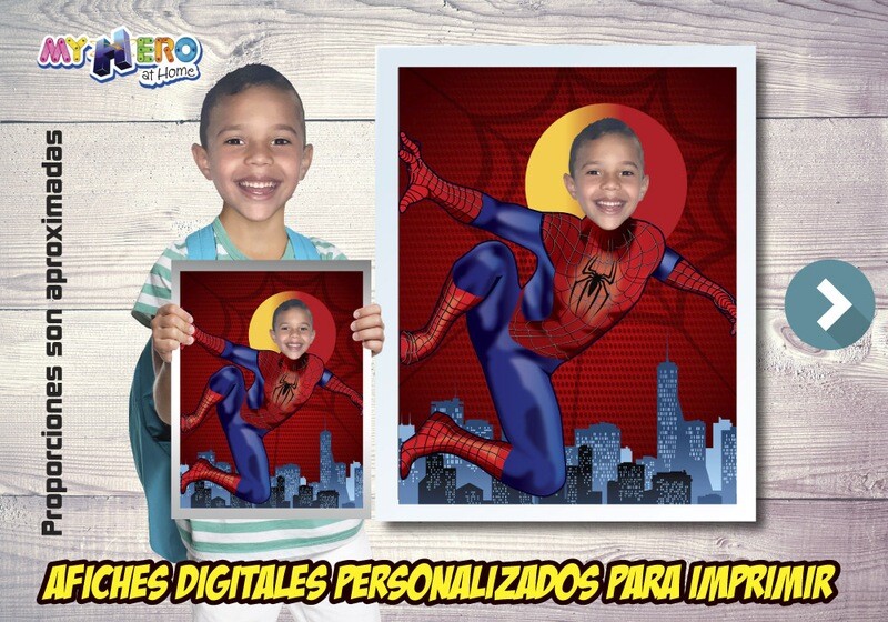 Afiche Personalizado de Spider-Man. Convierta a su niño en el Hombre Araña para protagonizar su Afiche. Decoración Spider-Man. 469SP