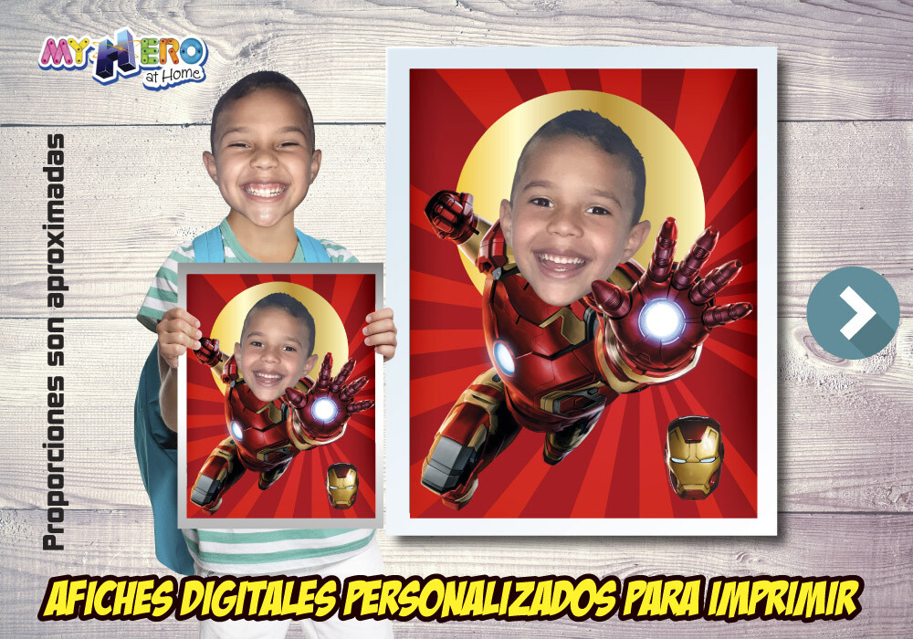 Afiche Personalizado de Iron-Man. Convierta a su niño en Iron-Man para protagonizar su Afiche de Iron-Man. Decoración Iron-Man. 475SP