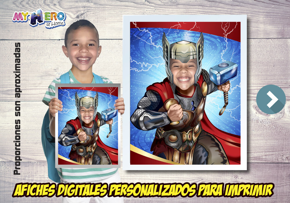 Afiche Personalizado de Thor. Convierta a su niño en Thor para protagonizar su Afiche de Thor. Decoración de Thor. 477SP