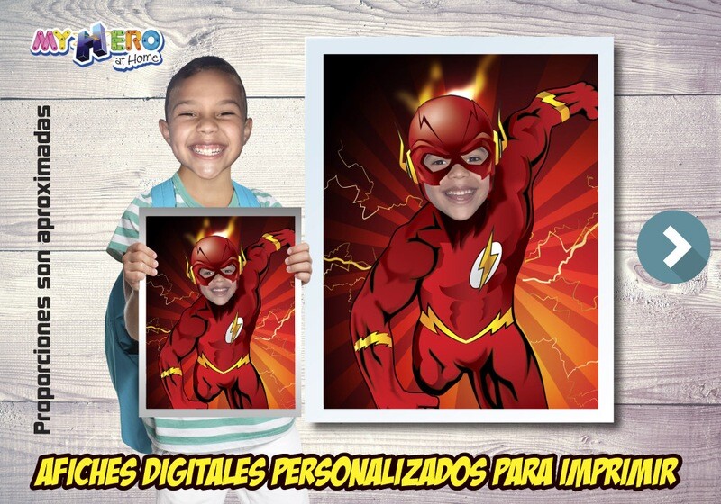 Afiche Personalizado de Flash.  Convierta a su niño en Flash para protagonizar su Afiche de Flash. Decoración Flash. 481SP