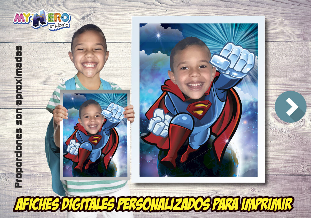 Afiche Personalizado de Superman  Convierta a su niño en Superman para protagonizar su Afiche de Superman. Decoración Superman. 483SP