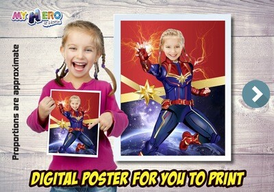 Captain Marvel Poster, Captain Marvel Decor, Captain Marvel Art, Captain Marvel Gifts Fans, Captain Marvel Wall, Super Hero Girls Decor. 501