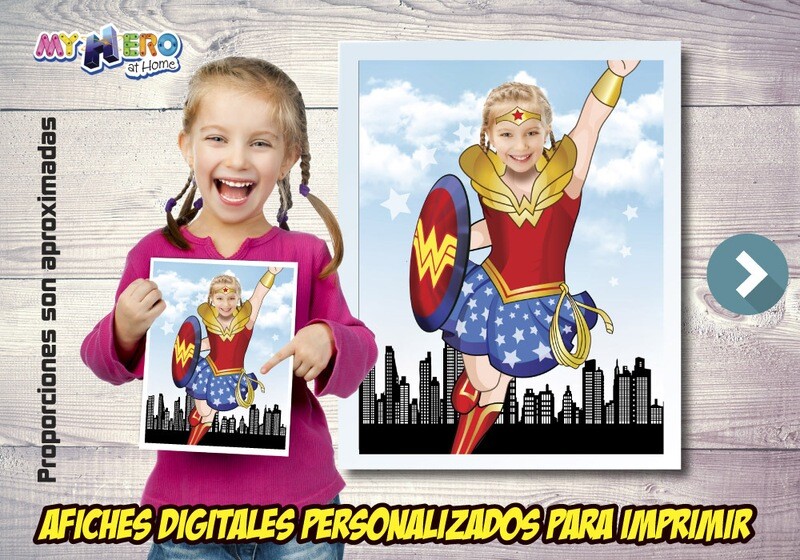 Afiche Personalizado de la Mujer Maravilla, Decoración Mujer Maravilla, Afiche Mujer Maravilla. Fiesta Wonder Woman. 502SP